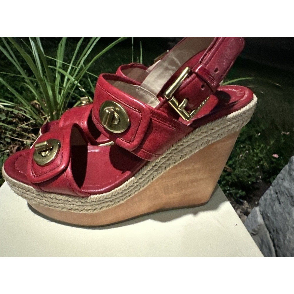 Coach Y2K Mariam Washed Tumbled Leather Crimson Wedge Turlock Hardware 7M - Picture 7 of 11